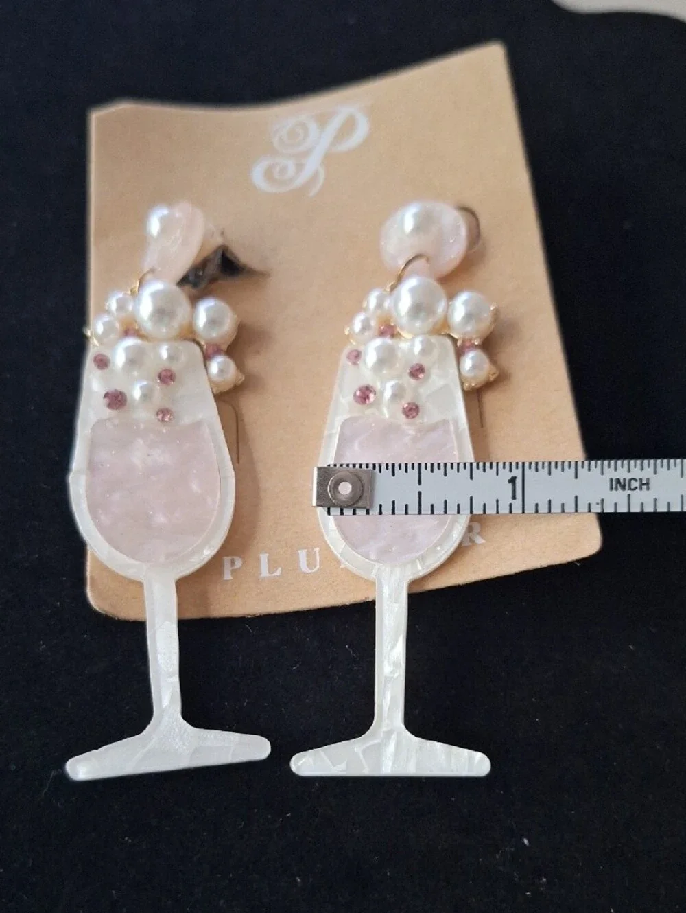 Pearl & Pink Champagne Glass Drop Earrings